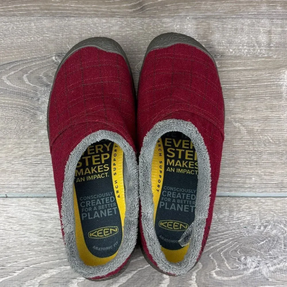 Keen Howser Wrap Slide Women’s Sz 8 Burgundy Red Gray Slip-On Comfort Loafers